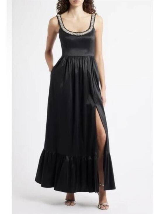 Hutch Dresses & Skirts - New Hutch Ericha Crystal Embellished Satin Gown In Black Sz 14 $350